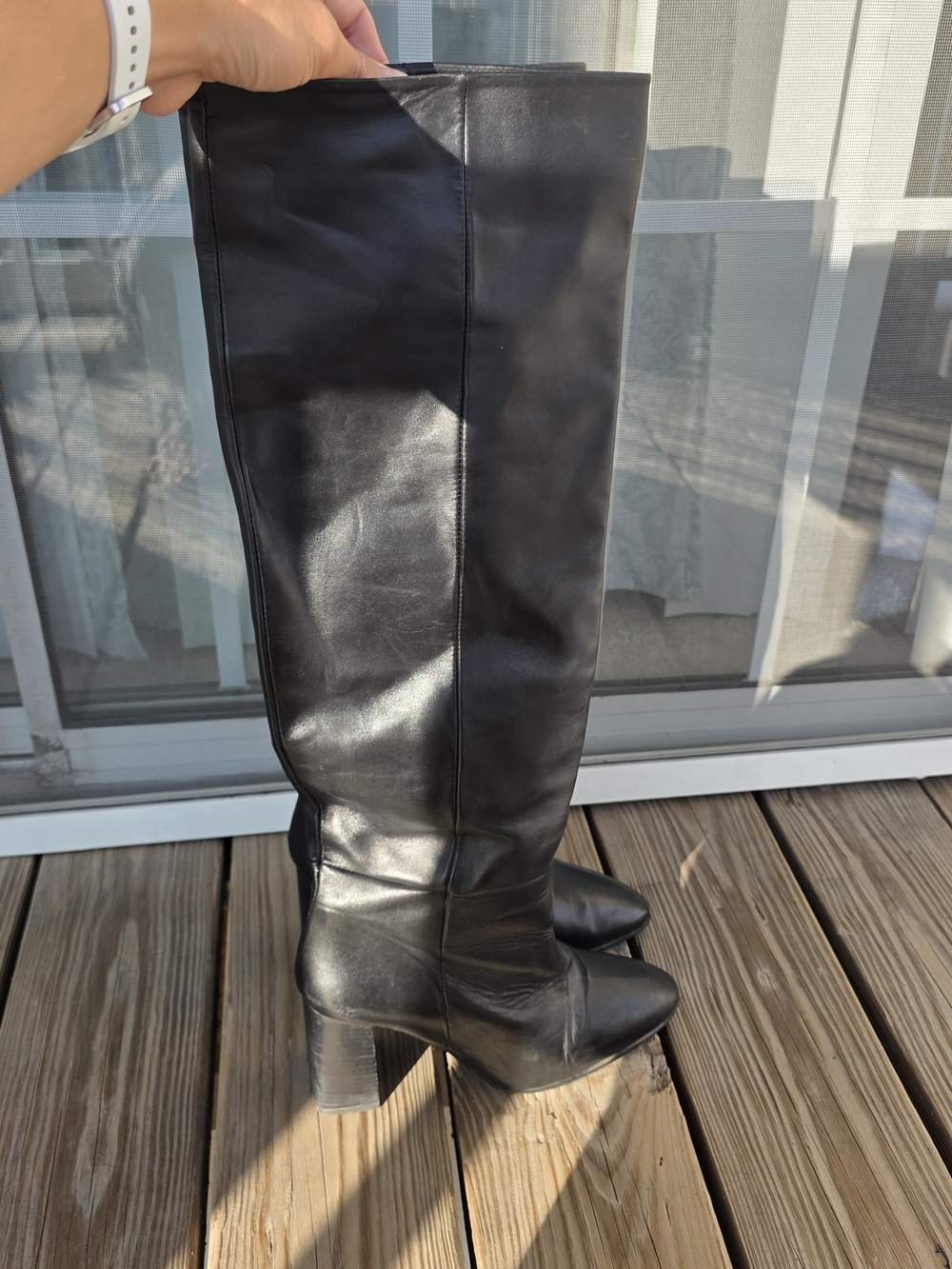 Zara Black Over-the-Knee Leather Boots